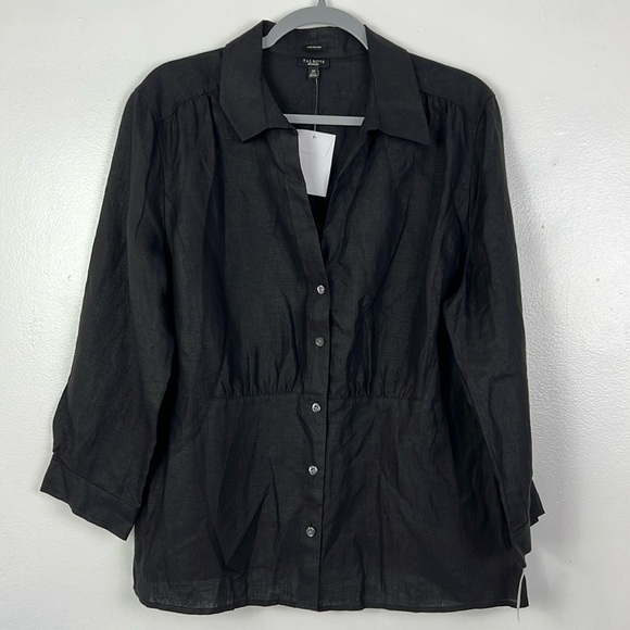Talbots New Women’s 20 Pure Irish 100% Linen Quarter Sleeve Button Up Top - Picture 1 of 7